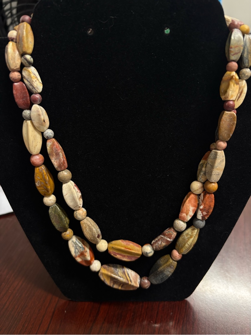 Jay King double strand Jasper and 925 silver necklace. 16-18 inches.
